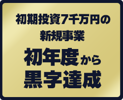 初期投資7千万円の新規事業初年度から黒字達成